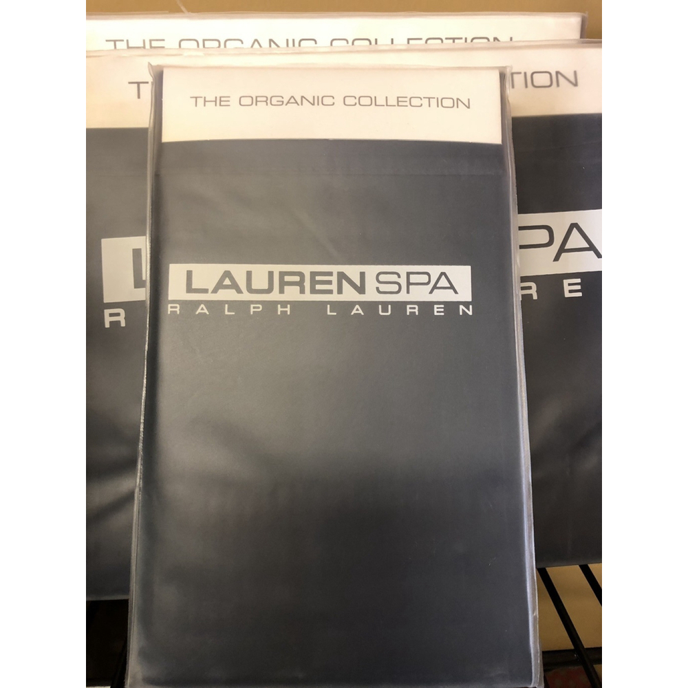 Ralph Lauren Spa Organic King Pillowcases 400 TC Indigo Blue 2 cases
